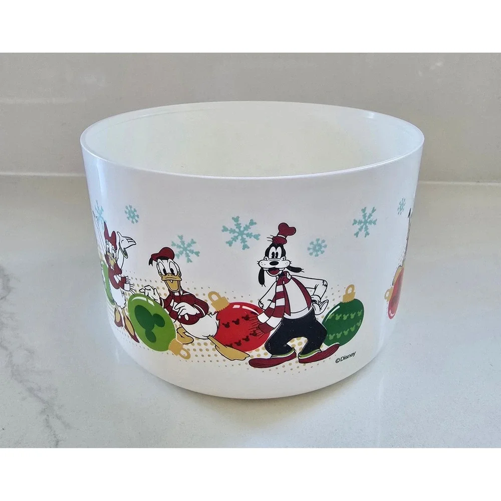 Disney Tupperware Christmas Holiday Bowl Mickey Minnie Donald Goofy Pluto White